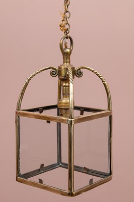 Lot 1166 - A Georgian style brass birdcage hall lantern