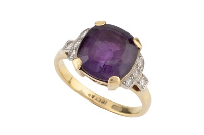 Lot 103 - An amethyst and diamond dress ring, the...