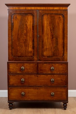 Lot 420 - A 19th century mahogany linen press