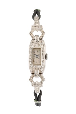 Lot 339 - A diamond set cocktail watch, the rectangular...