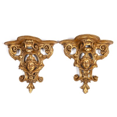 Lot 510 - A pair of 18th century gilt wall brackets