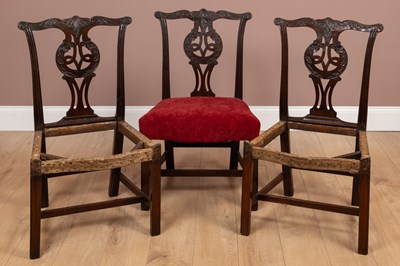 Lot 435 - Three mahogany Chippendale style chairs