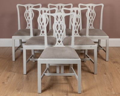 Lot 423 - A set of six Chippendale style dining chairs