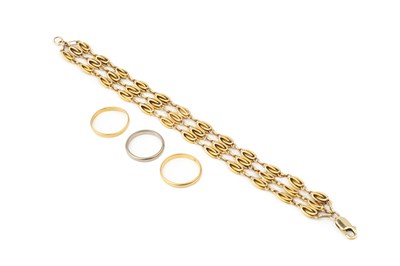 Lot 110 - A 9ct gold multi-link bracelet, the clasp...