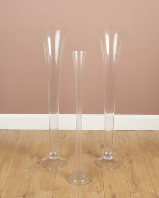 Lot 384 - A pair of oversized glass trumpet shaped vases