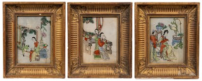 Lot 266 - A set of three antique Chinese watercolours