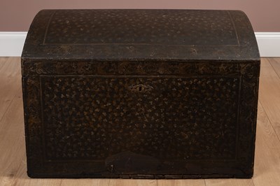 Lot 331 - A black lacquered dome topped trunk