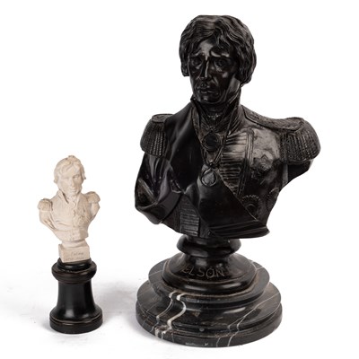 Lot 293 - A bronze bust of Nelson together with a smaller bust