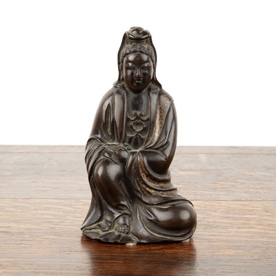 Lot 277 - Bronze model of a kneeling Guanyin Chinese,...