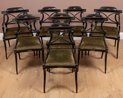 Lot 336 - A set of eight Regency dining chairs