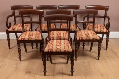 Lot 256 - A set of eight William IV mahogany bar back dining chairs