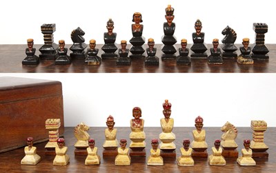 Lot 343 - Folk Art chess set  20th Century, possibly...