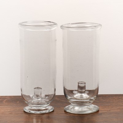 Lot 341 - Pair of handblown glass storm lanterns  on...