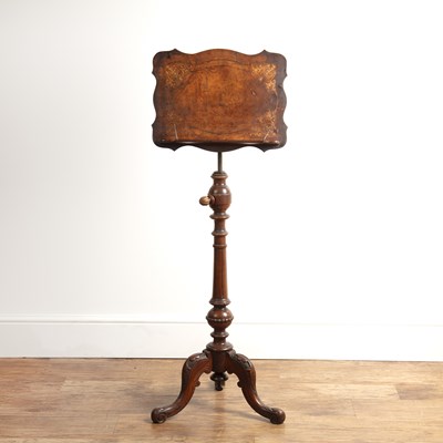 Lot 34 - Walnut music or reading stand Victorian, with...