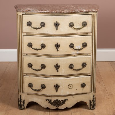 Lot 327 - A continental marble-topped painted commode