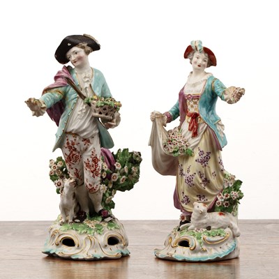 Lot 336 - Pair of Derby porcelain figures  Shepherd and...