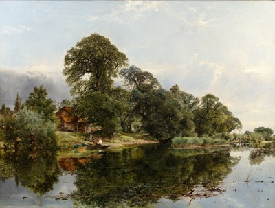 Lot 396 - William Gosling (1824-1883) River landscape...