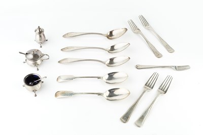 Lot 243 - A collection of Danish silver flatware,...