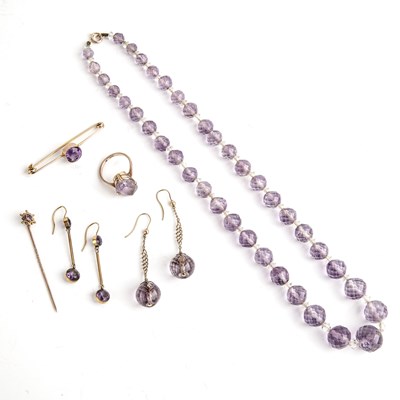 Lot 230 - Collection of amethyst jewellery comprising a...