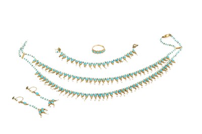 Lot 300 - A collection of turquoise and seed pearl...