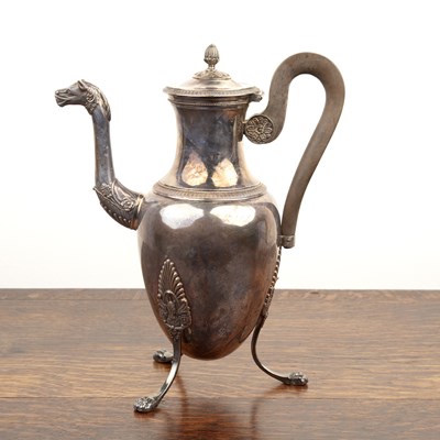 Lot 309 - French Empire style silver water or teapot...