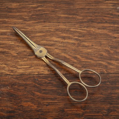 Lot 311 - Pair of William IV silver grape scissors with...