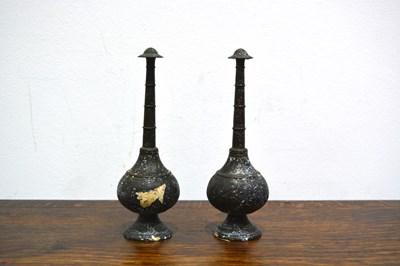 Lot 400 - Pair of rosewater sprinklers bidriware, with...