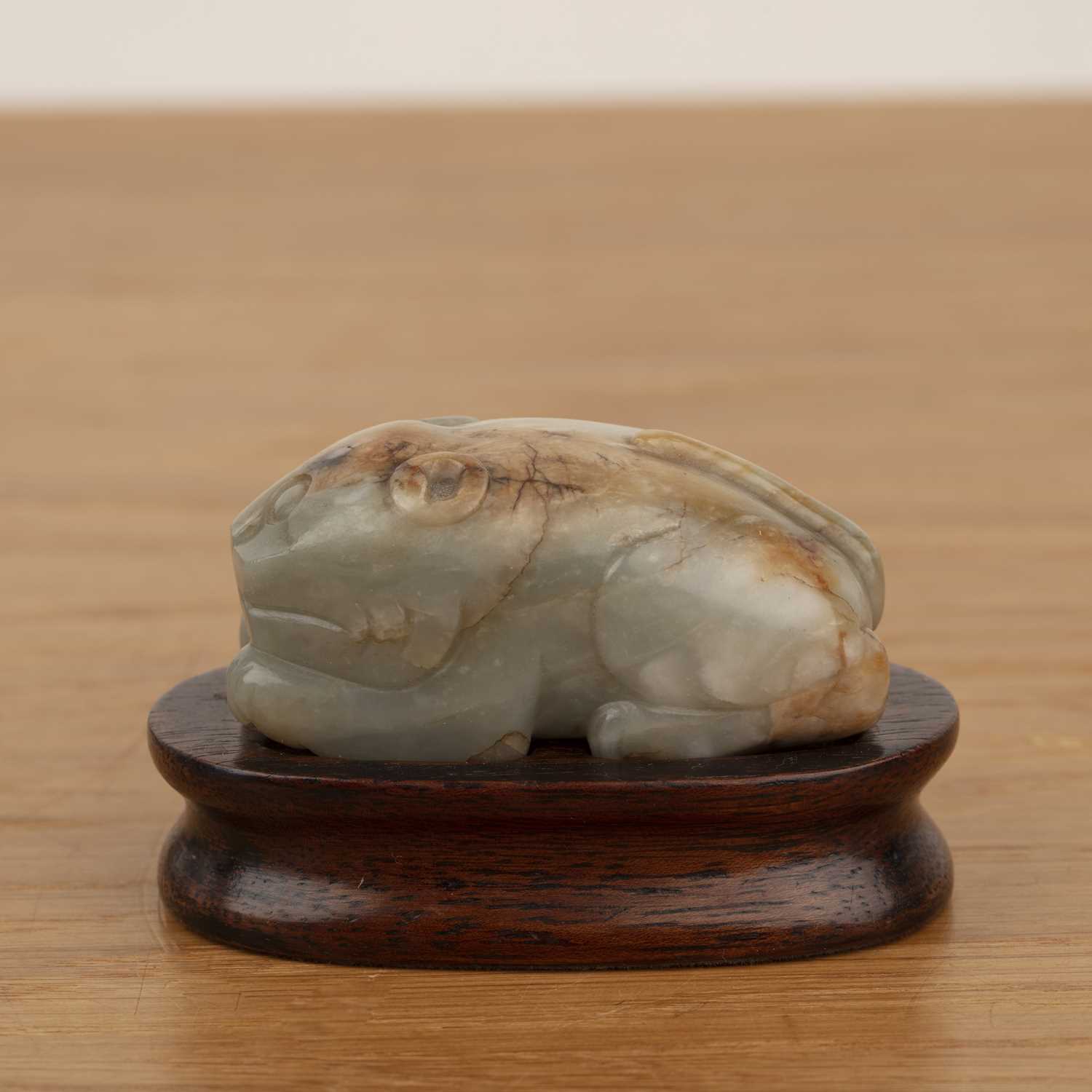 Lot 212 - Greyish green jade oval pebble Chinese, late...