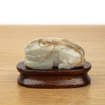 Lot Greyish green jade oval pebble Chinese, late...