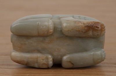 Lot 212 - Greyish green jade oval pebble Chinese, late...