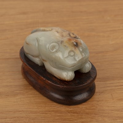 Lot 212 - Greyish green jade oval pebble Chinese, late...