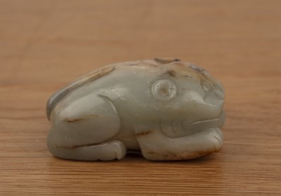 Lot 212 - Greyish green jade oval pebble Chinese, late...