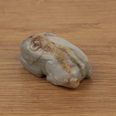 Lot 212 - Greyish green jade oval pebble Chinese, late...