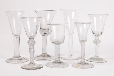 Lot 166 - A collection of seven antique wine and cordial glasses