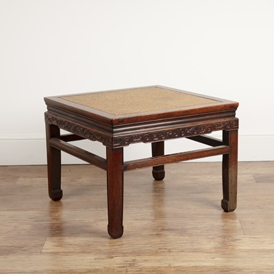 Lot 48 - Hardwood square occasional table Chinese, with...