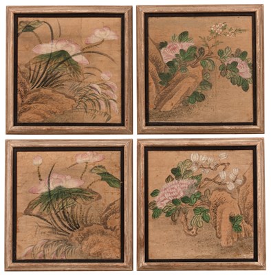 Lot 342 - Set of four botanical watercolours Chinese,...