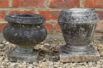 Lot 1251 - Two turned marble urns