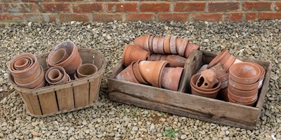 Lot 1224 - A collection of various old terracotta flower pots