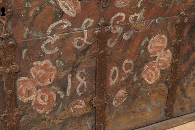 Lot 1152 - An antique painted pine Swedish trunk