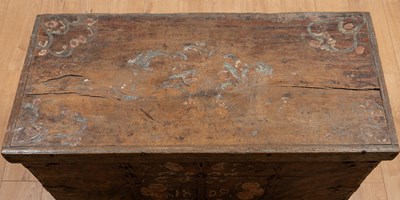 Lot 1152 - An antique painted pine Swedish trunk