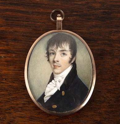 Lot 184 - 19th Century School miniature oval portrait of...