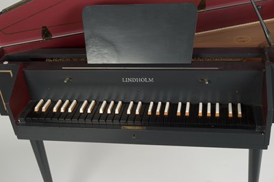 Lot 116 - A Lindholm spinet, in painted case, on turned...