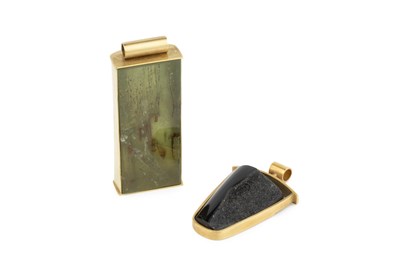 Lot 226 - Two 18ct gold mounted gem set pendants, each...