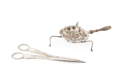 Lot 645 - A pair of late Victorian silver grape scissors,...