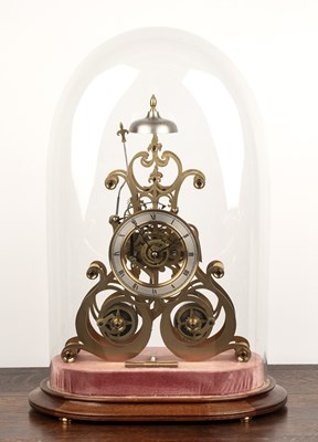 Lot 119 - Brass skeleton clock Victorian style with...