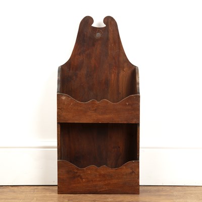 Lot 115 - Mahogany wall hanging candlestick shelf...