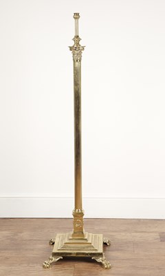 Lot 112 - Brass 'Corinthian' lamp standard height...