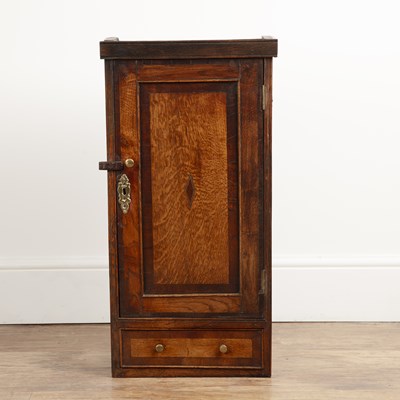 Lot 111 - Oak wall cupboard  with mahogany crossbanded...