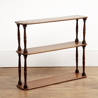 Lot 110 - Mahogany three tier open wall shelf Victorian,...