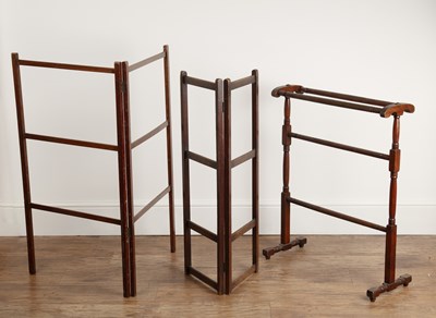 Lot 104 - Mahogany towel rail late Victorian and two...